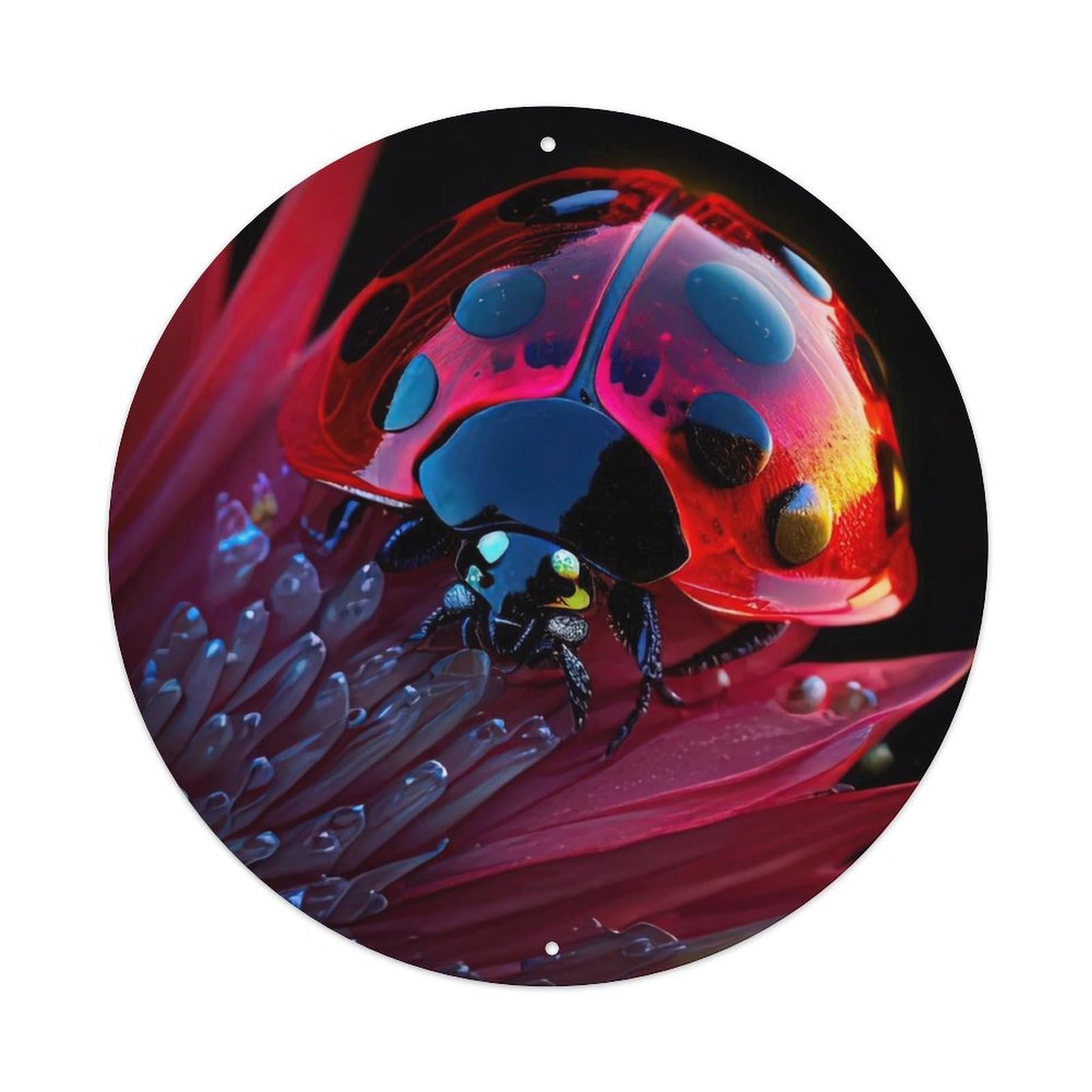 Animal Artwork Ladybird on Flower Metal Tin Sign