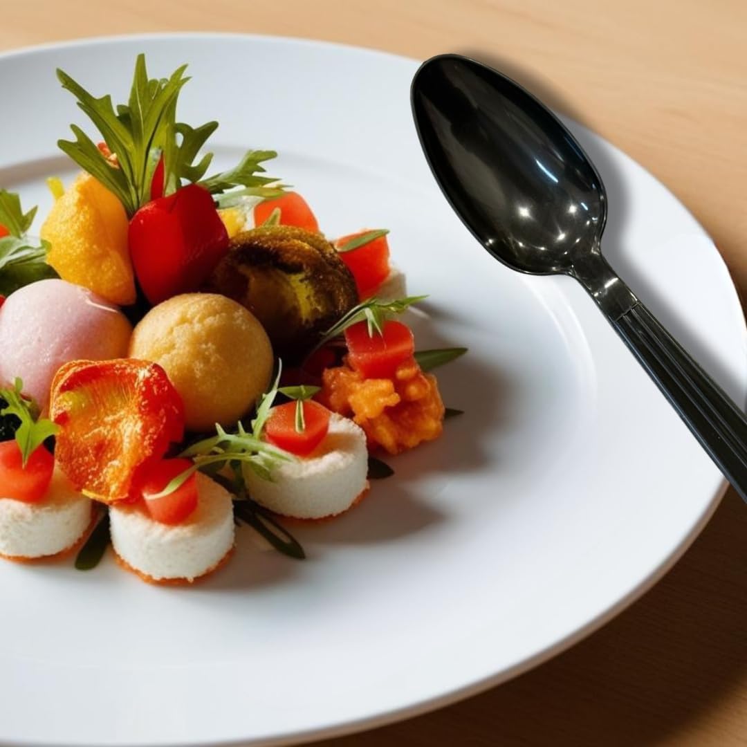 Wise Heavy Weight Plastic Spoons – Black, Individually Wrapped – Disposable Cutlery for Takeout, Catering, Events & Food Service – 1000 Count (Black, Spoon - 1000 Count)