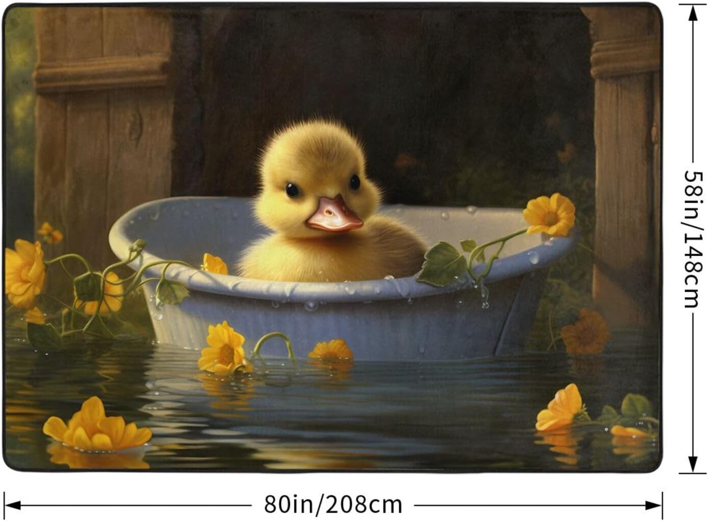 Ruddy Duckling Printed Flannel Floor mat 80x58 inches for Bedroom, Living Room, Study Room Decorative Carpet