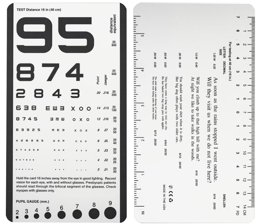 AmeriCan Goods Eye Chart for Eye Test Plastic Full Size Wall Illeterate Snellen 22