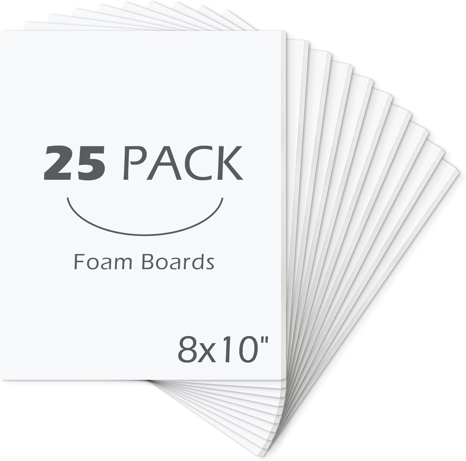 Mat Board Center, Pack of 25 Foam Boards (White Color, 8x10 1/8")