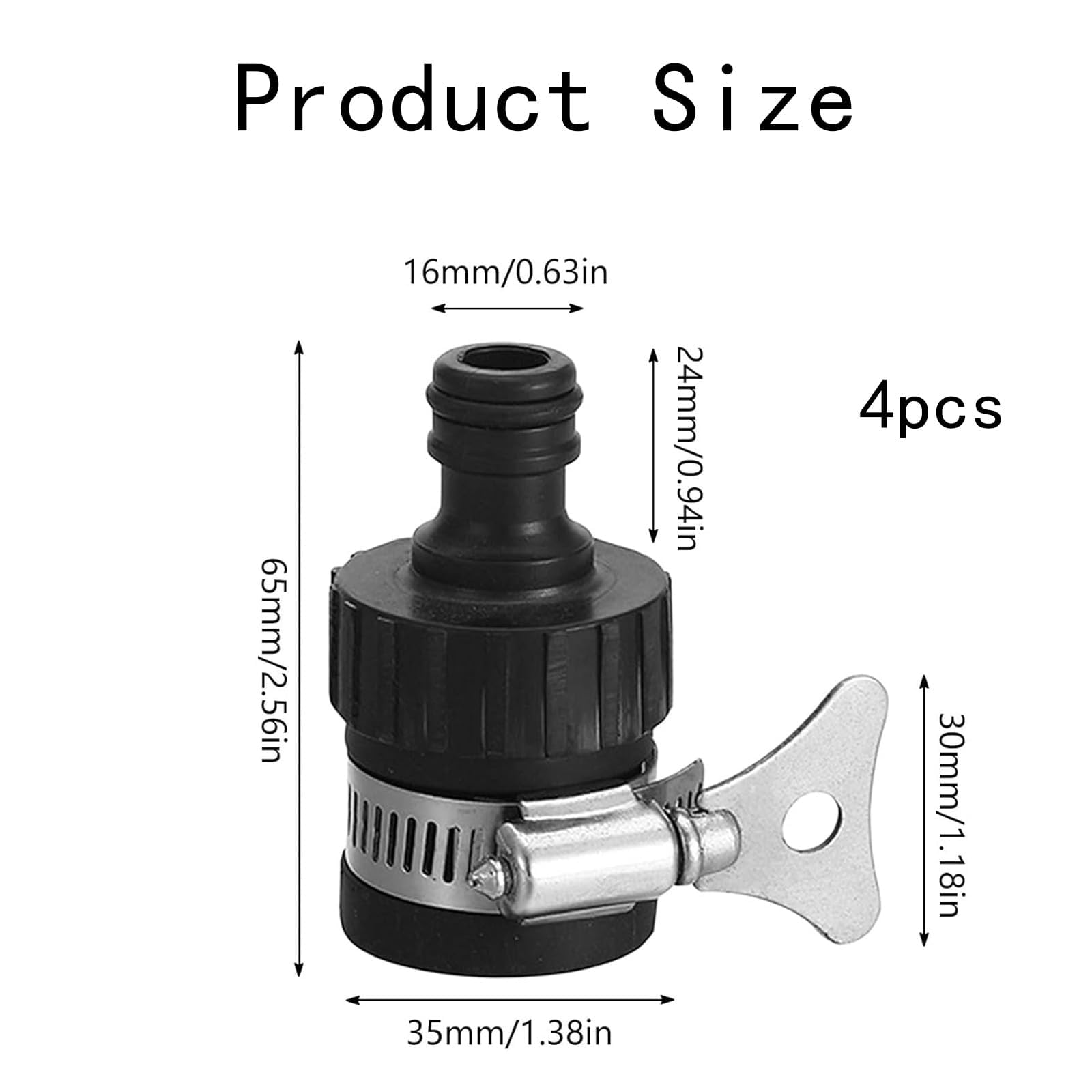 GQunit 4 pcs 16 mm Tap to Hose Connector, Detachable Hose Adapter - Image 2