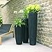 Klocke Pflanzgefäße Wunderschöne & Hochwertige Pflanzvase Rillenstruktur - Medium: 100cm - Dunkelgrau - Fiberglas - Mit Einsatz – Innen & Außen – Wetterbeständig & Frostsicher