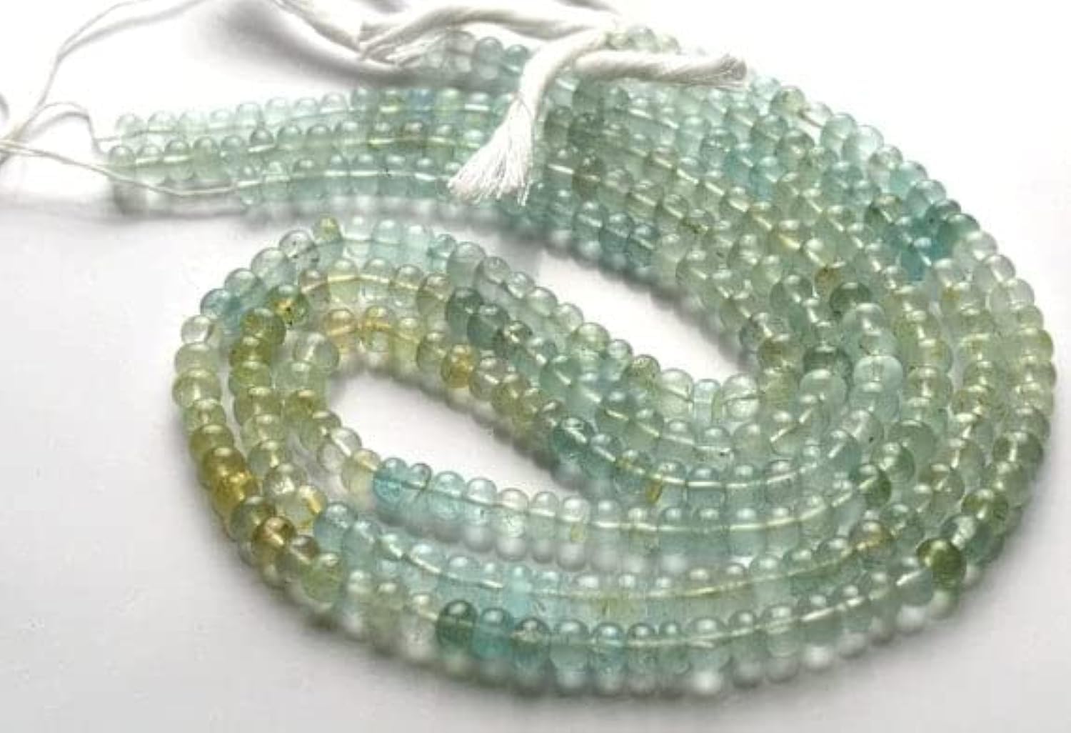 Aigue-marine multi moss en perles rondelles de 4.5-5 MM pour enfilage et confection de bracelets