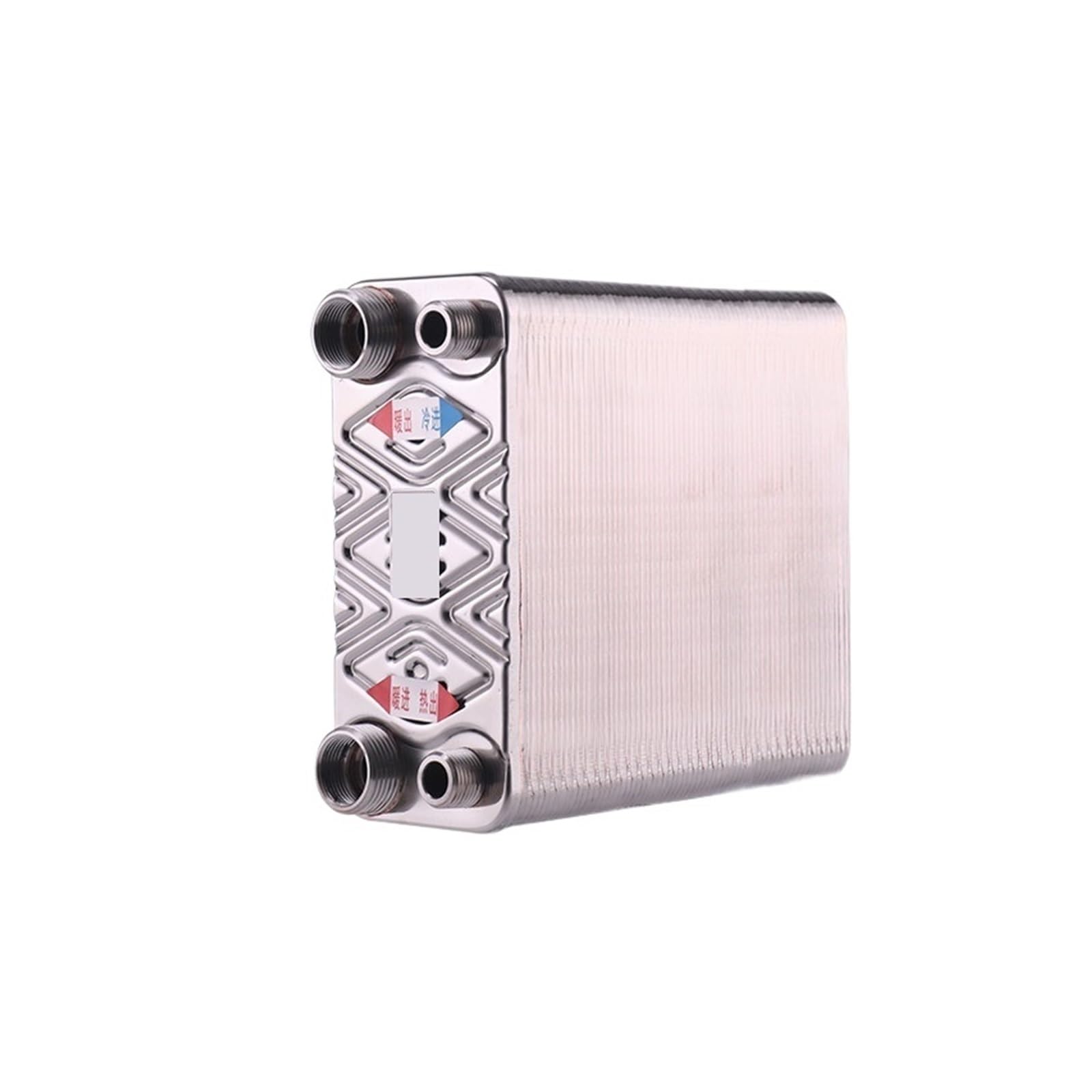 Heat Exchanger, 100 Plates Stainless Steel Heat Exchanger Brazed Plate Type Water Heater SUS304(Same Side)