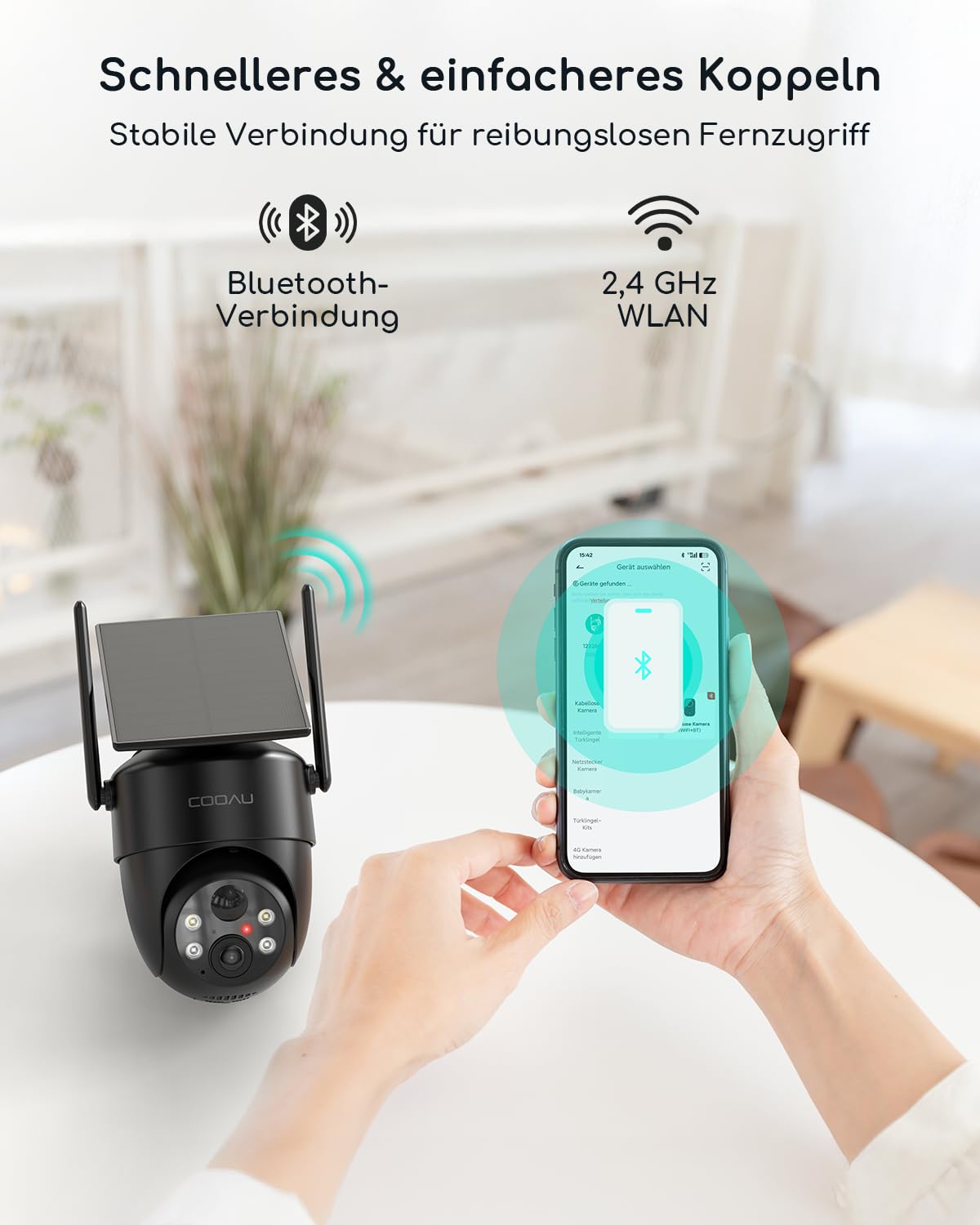 COOAU Überwachungskamera Aussen Akku Solar-2K Outdoor WLAN Kamera Überwachung Aussen mit Kabellose Installationsfreie Solarpanel, KI-Erkennung, 360°-Überwachung, Farbnachtsicht, Zwei-Wege-Audio