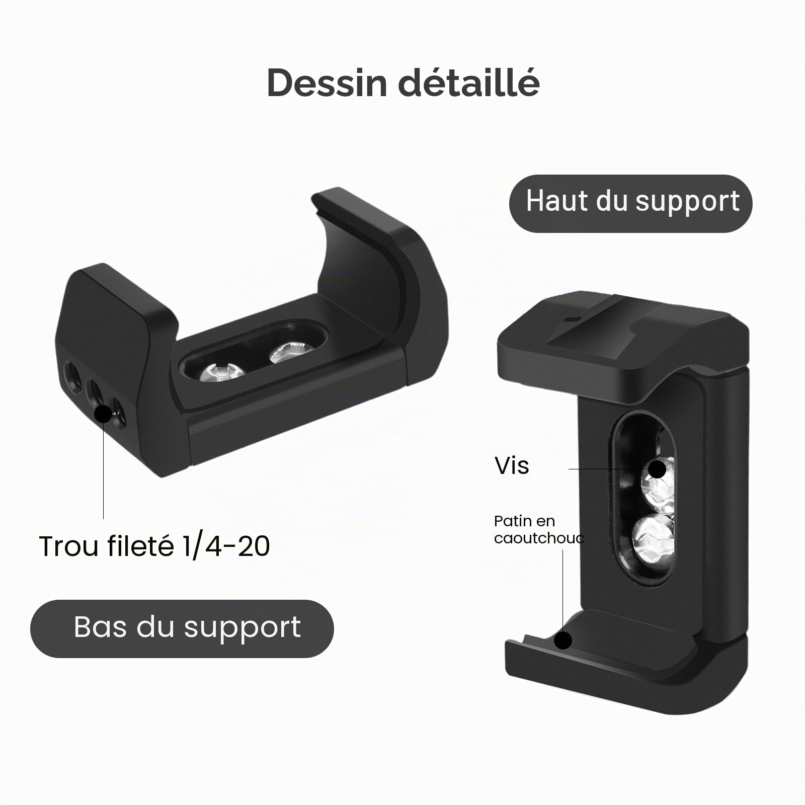 Support de Montage de Pince de Puissance Mobile réglable, Support d'alimentation Mobile Coulissant pour Alimentation de 55 mm ~ 85 mm pour Appareil Photo ou caméscope