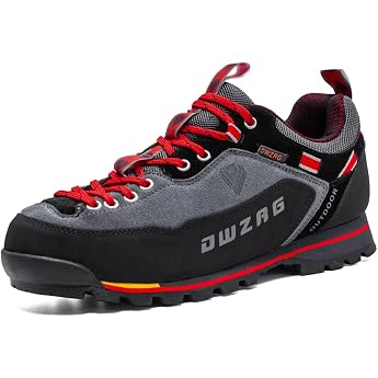 Mens Mountain Trainer Trekking & Hiking Boots Climbing Shoes Non-Slip and Wear-resistant 42 Grey Red
