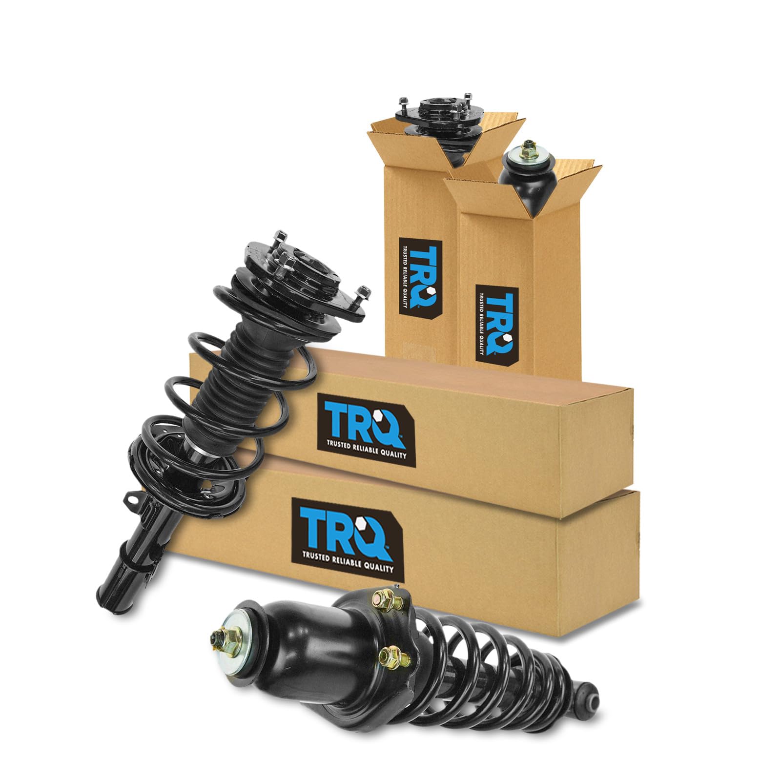 TRQ Front and Rear Strut &amp; Coil Spring Assembly Set Driver &amp; Passenger Sides Compatible with 05-10 Scion tC