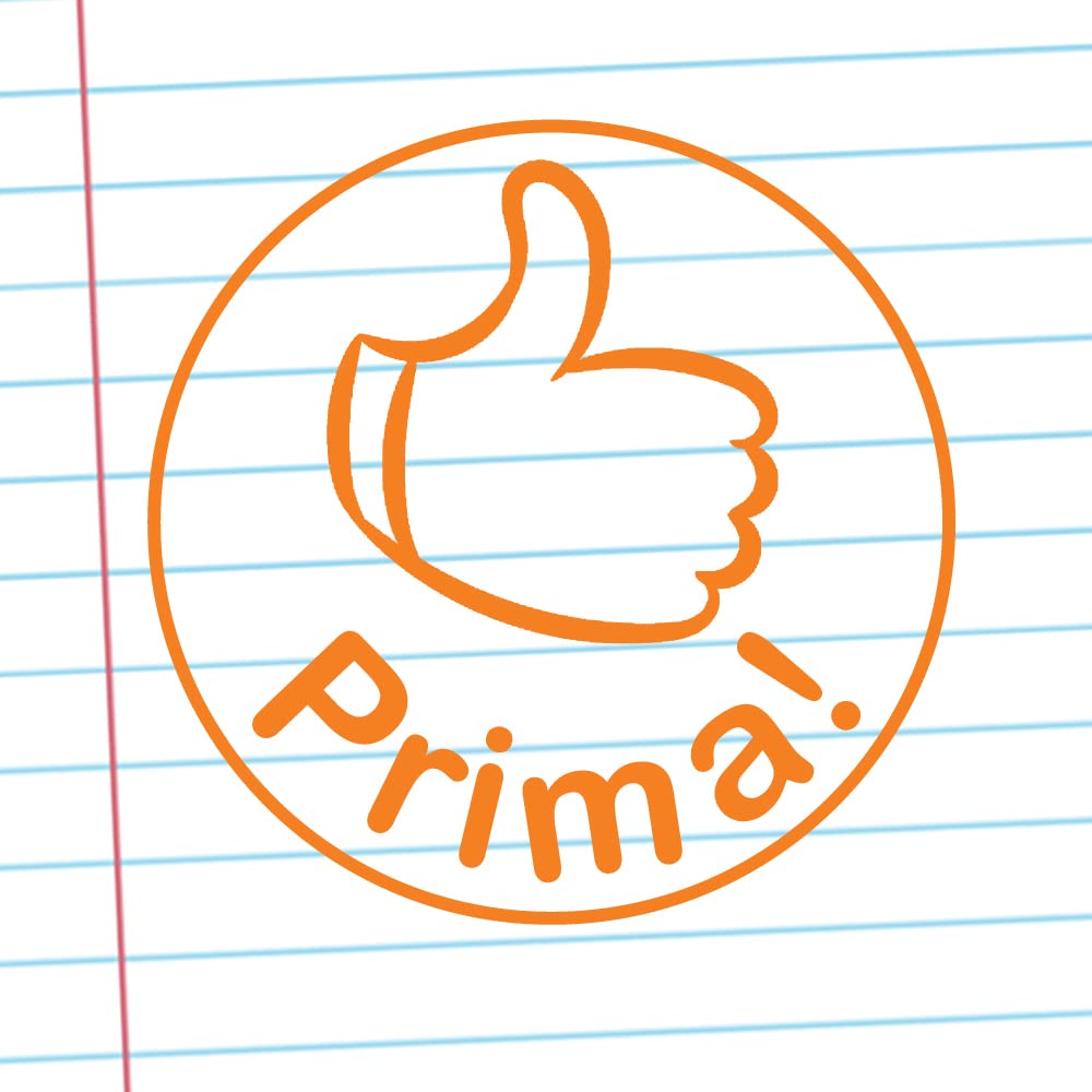 Xclamations Orange Prima ! Germanteacher Stamp. Self-Inking, 22Mm, Reinkable, Quality Stamper For Marking And Praise. Ink