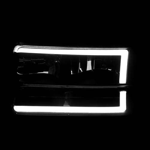 Miniatura 3 de Spec-D Tuning Barra LED negra con lente ahumada + luces de parachoques, reflector transparente de 4 piezas, compatible con Chevy Silverado