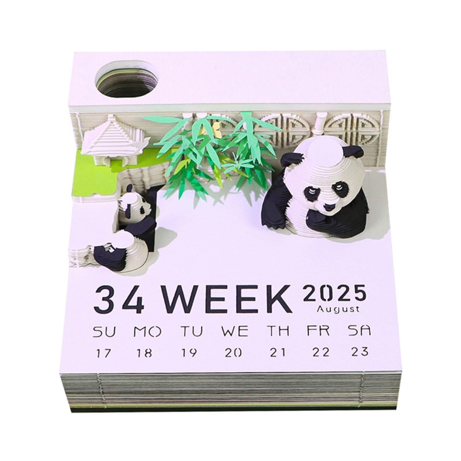 Kalendarz na biurko stojący notatnik/karta memo 3D, rzeźbiony kot, kalendarz 2026, prezent dekoracja biurowa w stylu vintage (Panda-b)