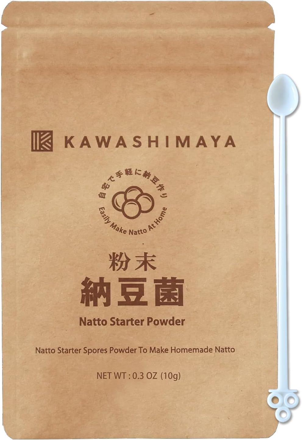 Kawashimaya Natto Starter Spores Powder 0.1 oz (3g), Can Make up to 10-30kg Natto, 100% Made from Organic Soybean Extract, Made in Japan
