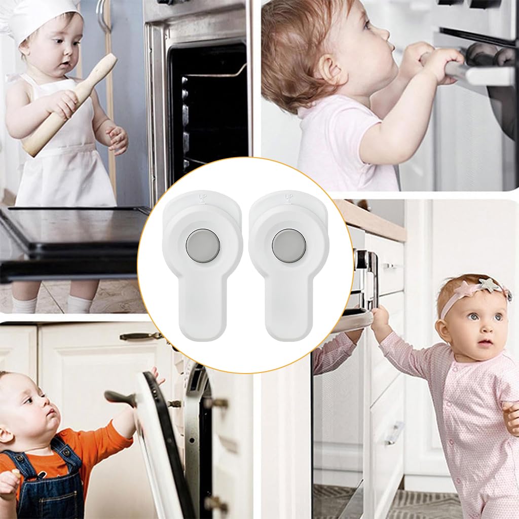 SNOWIE SOFT® 2Pcs Child Safety Door Lock Baby Proofing Drawer Lock Cabinet Lock Self Adhesive Safety Lock with Release Button Kids Safety Door Lock for Cabinet, Drawer, Oven, Dishwasher - Image 6 thumbnail