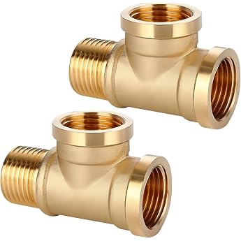 1/2 inch T-piece 90&deg;, 2 pieces brass T-piece 1/2 inch IGxIGxAG | 3-way brass water connection distributor, DN15 T-water distr