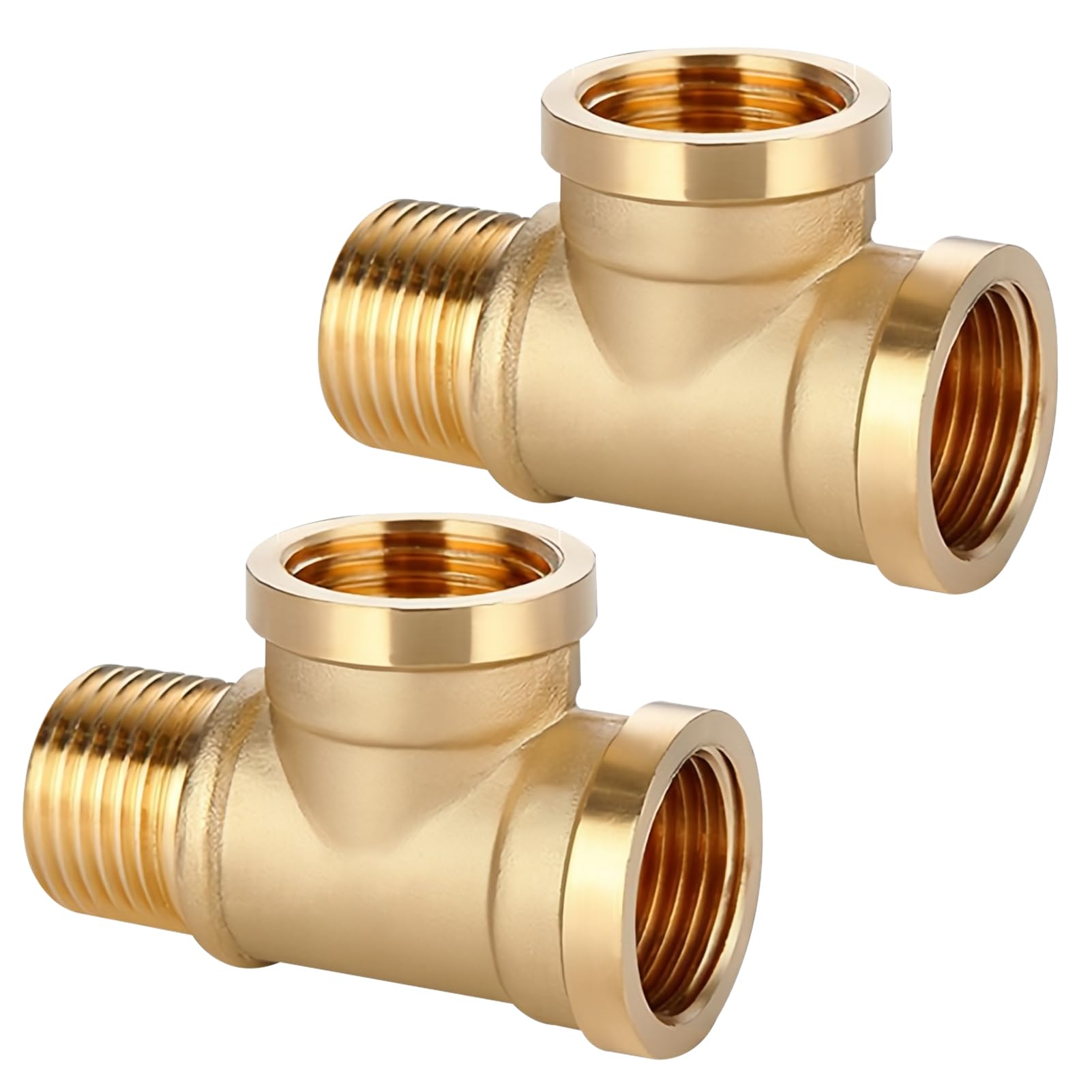 Suinga Pack 5 Dadi in ottone 3/4'' x 1/2'' filettati, accessorio Aenor, per aria, acqua e gas, dado ridotto in ottone, d'oro