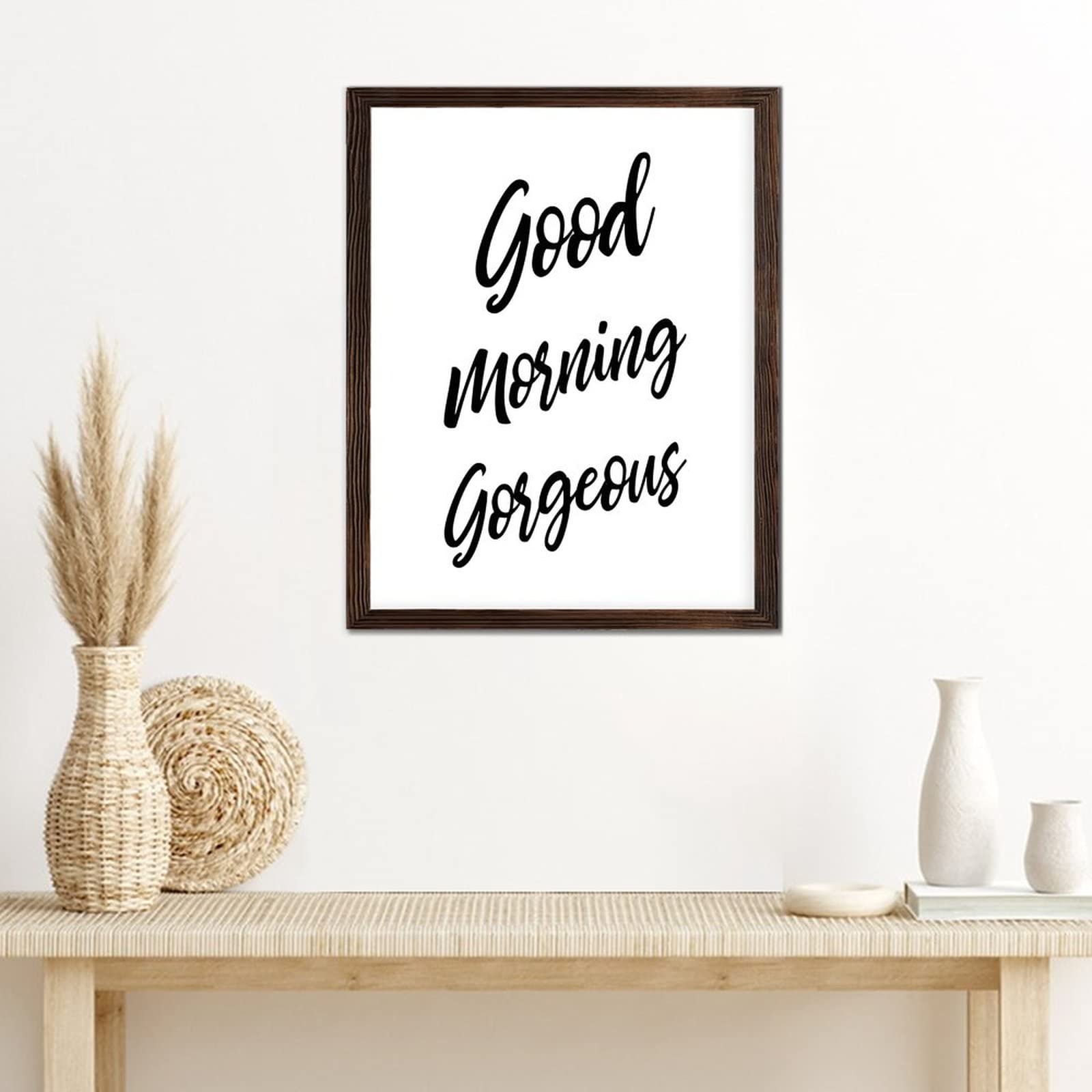 Placa de madera enmarcada con frases motivacionales, bonito letrero de madera, letrero de arte rústico de pared para sala de estar, dormitorio, regalo de inauguración de la casa, 16 x 20 pulgadas