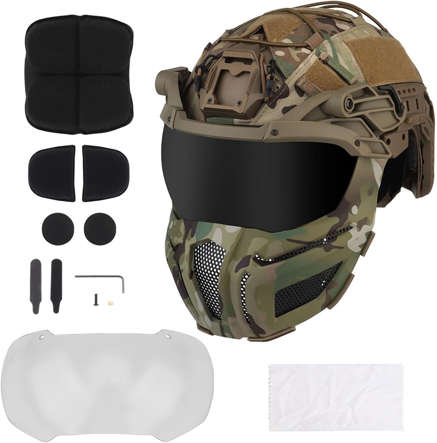Airsoft Helmet Set with Goggles & Face Mask - Protective & Comfortable Gear for Paintball, Cosplay & Outdoor Adventures