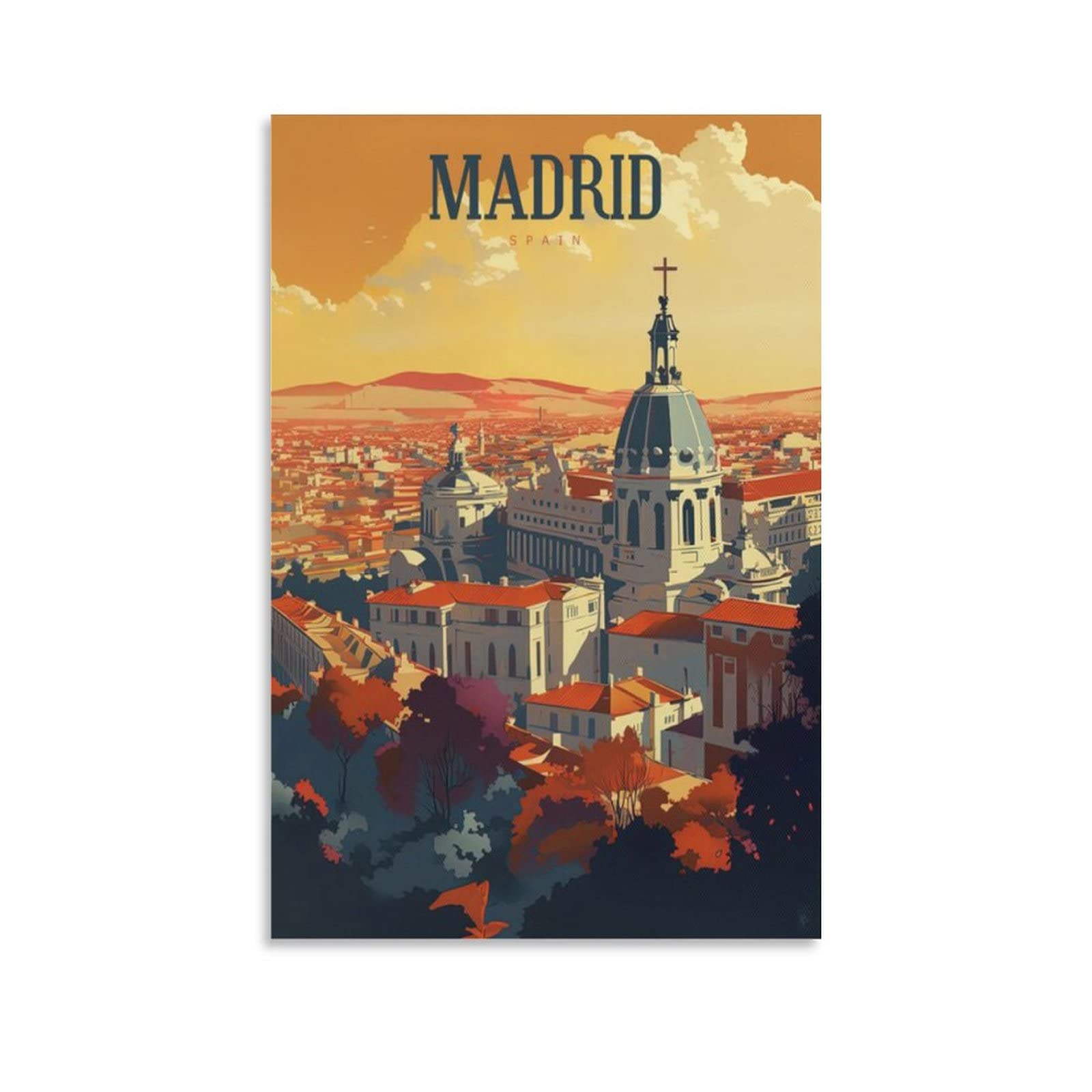 Ktywz A299 Novelty Retro Vintage Wall Tin Plaque Madrid Spain Art Plaque Poster Wall Decor For Home Tool Room Bar Club Restaurant Cafe 20X30cm