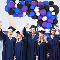 Vista 4 de Kit de arco de guirnalda de globos azules, morados y negros, 122 globos morados, azul rey y negro, globos metálicos plateados para videojuegos