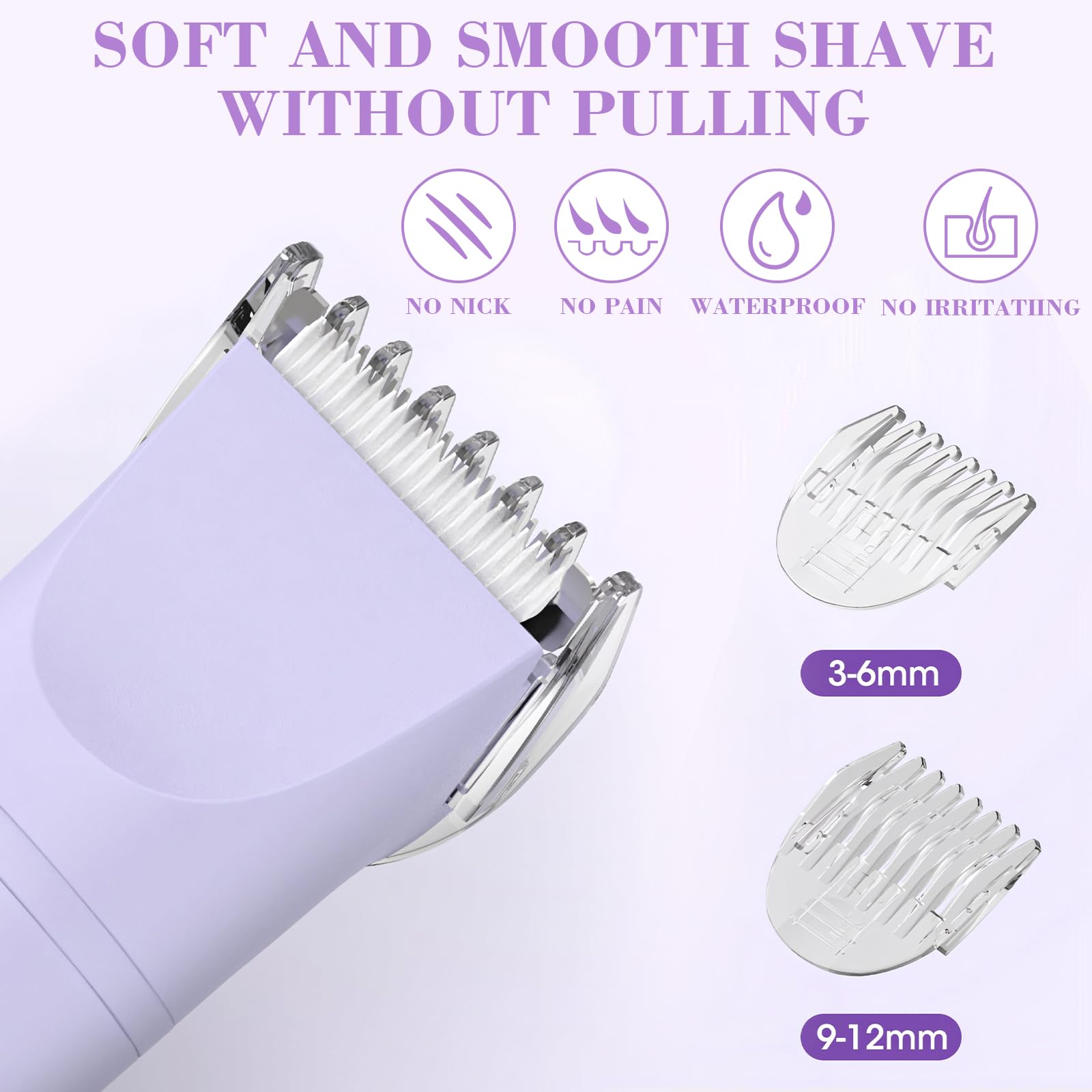 MIFXIN Rasoio elettrico 3 in 1 per le donne trimmer bikini IPX6 impermeabile bagnato asciutto epilatore per bikini ascelle gambe braccia corpo viso (viola)