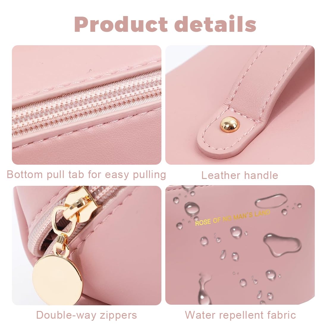 Borsa Cosmetica Da Viaggio In Pelle PU Rosa - Impermeabile E Portatile, Per Trucchi E Cura Della Pelle