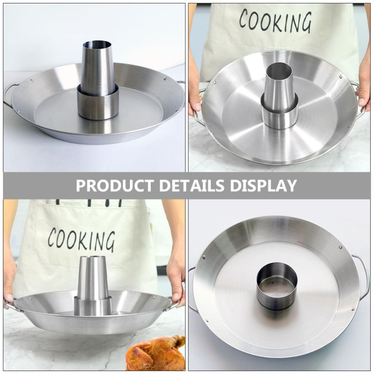 Homoyoyo Piatto per Arrosto di Pollo in Acciaio Inox, Supporto Barbecue