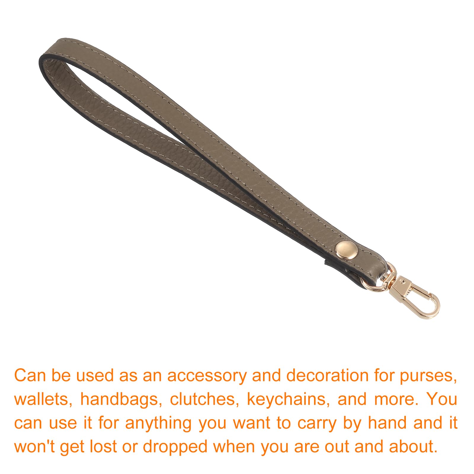 QUARKZMAN Cinturino Polso Pelle, 7.48 Cordino Polso Pelle Ricambio Cinturino Polso Pochette, Portafoglio, Portachiavi, Borsa (Marrone Scuro, Oro