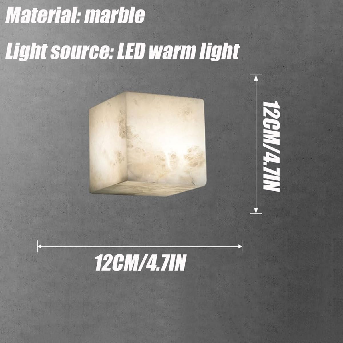 Nordic Minimalist Marble Bedside Wall Sconces Modern Square Alabaster Bedroom Wall Light Modern Hallway Cubic Block Wall Lamp for Living Room Bathroom Vanity Aisle Stairs Balcony