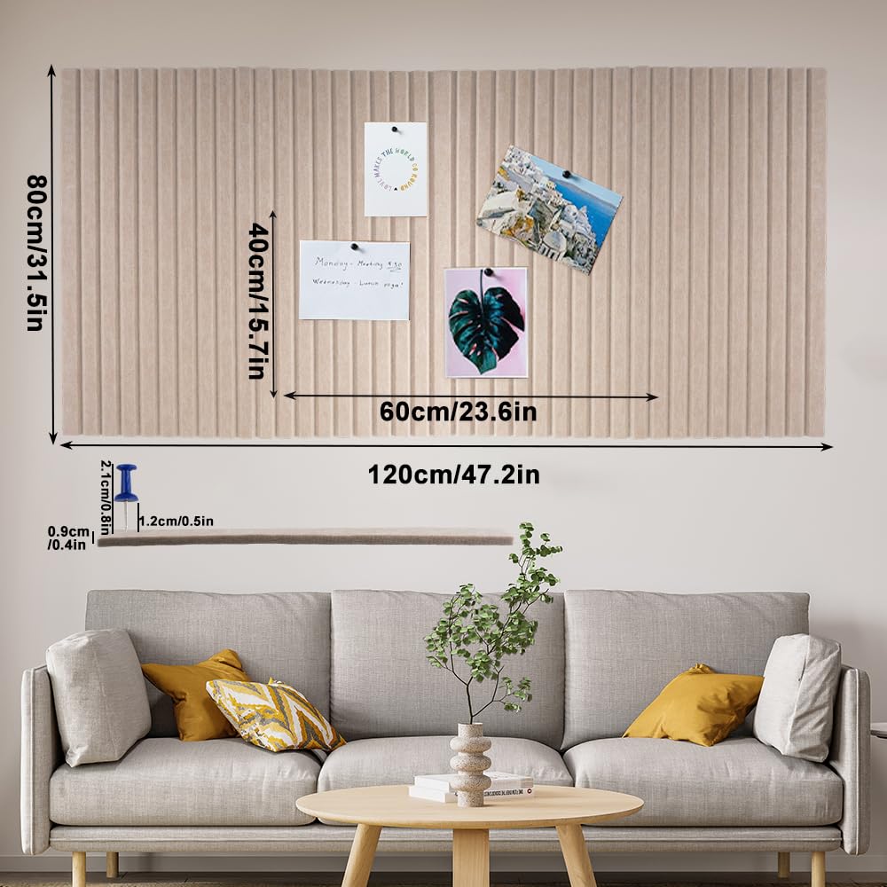 Filz Pinnwand Selbstklebend 120x80cm 4 Stück Pinnwand Groß 0,9cm Dick 60x40cm Korkplatte Dekorative Pinwand Filz für Büro Küche Schule Fotos Memos (Dunkel Kamel)
