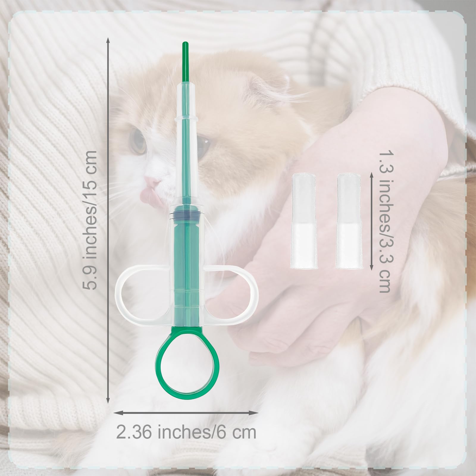 IAXSEE 4PCS Pet Pill Feeders Tool Accessories for Cats and Dogs, Pill Plunger Popper for Small Animals, Soft Tip Medicine Dispenser with Syringe Pusher (Blue, Green)