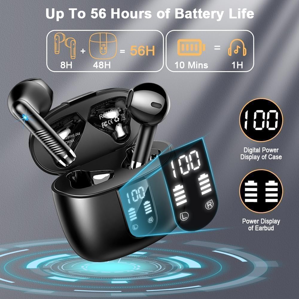 Drsaec Ecouteurs Bluetooth sans Fil 2026 avec APP, Écouteurs Bluetooth 5.4 Écouteurs sans Fil avec 4 ENC Réduction de Bruit Mic, IP7 Étanches Oreillette Bluetooth 56H Stéréo USB-C pour iOS/Android