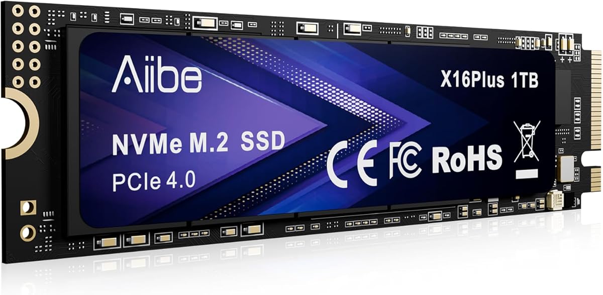 Aiibe X16Plus 1TB NVMe M.2 SSD Internal Solid State Drive PCIe 4.0 M.2 2280 1TB SSD Read Speeds Up to 7450MB/s for Laptop, PC, Gaming, Video Editing, PS5 : Electronics