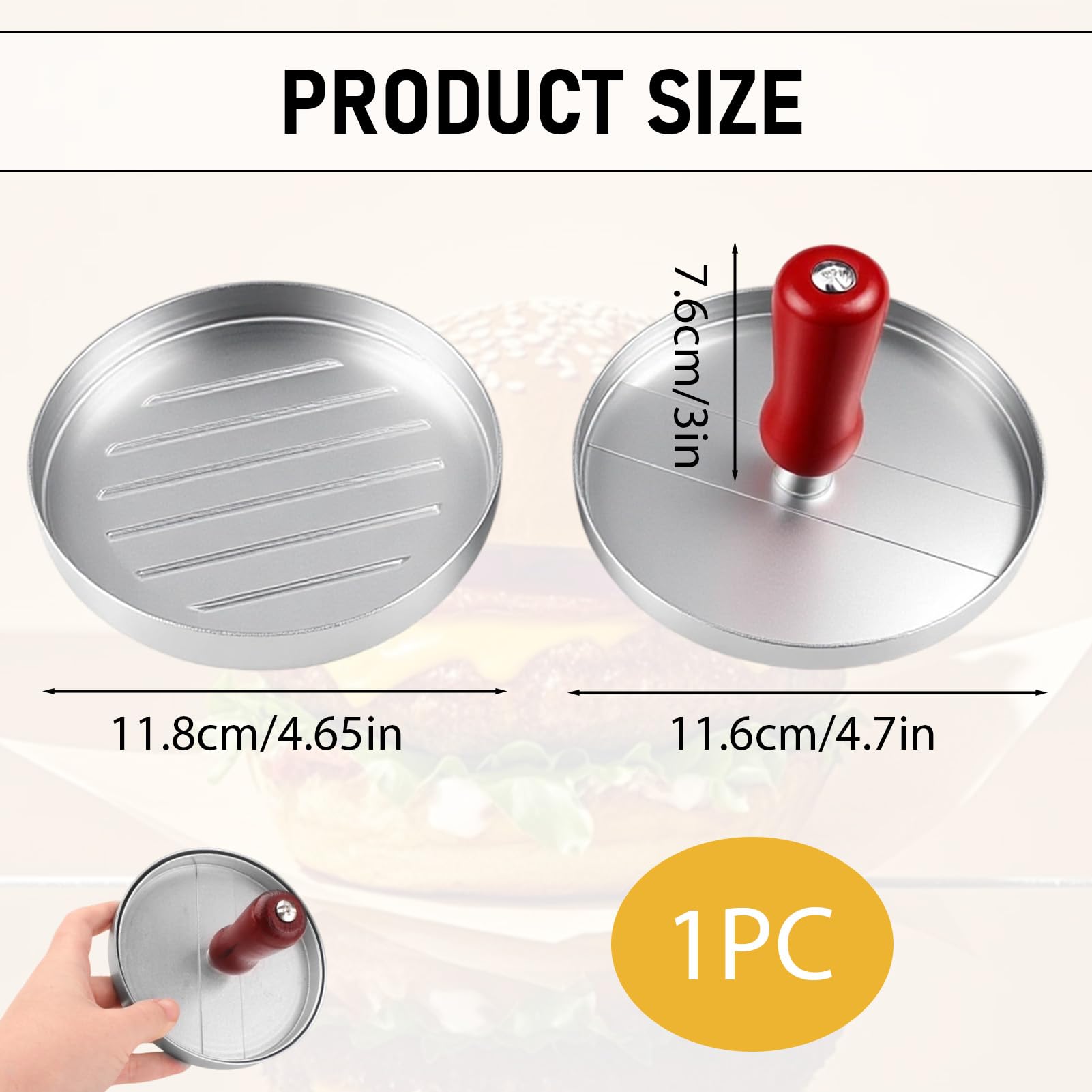 Presse à Burger en Aluminium, pour la Réalisation de BBQ, de Hamburgers Farcis, de Hamburgers au Bœuf, Presse Burger Antiadhésive