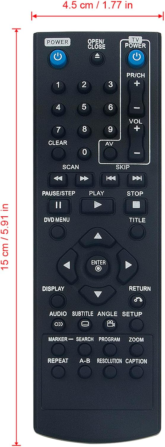 Пульт дыстанцыйнага кіравання з пазначанымі памерамі