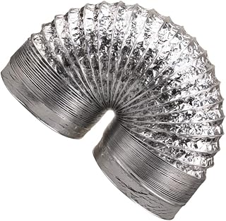 Housoutil 1PC Aluminum Foil Dryer Vent Hose, 150 x 18cm/59 x 7.08in Flexible Duct, Non-Insulated Flex Air Aluminum Ducting Exhaust Hose for HVAC Ventilation Exhaust Grow Tent (Silver)