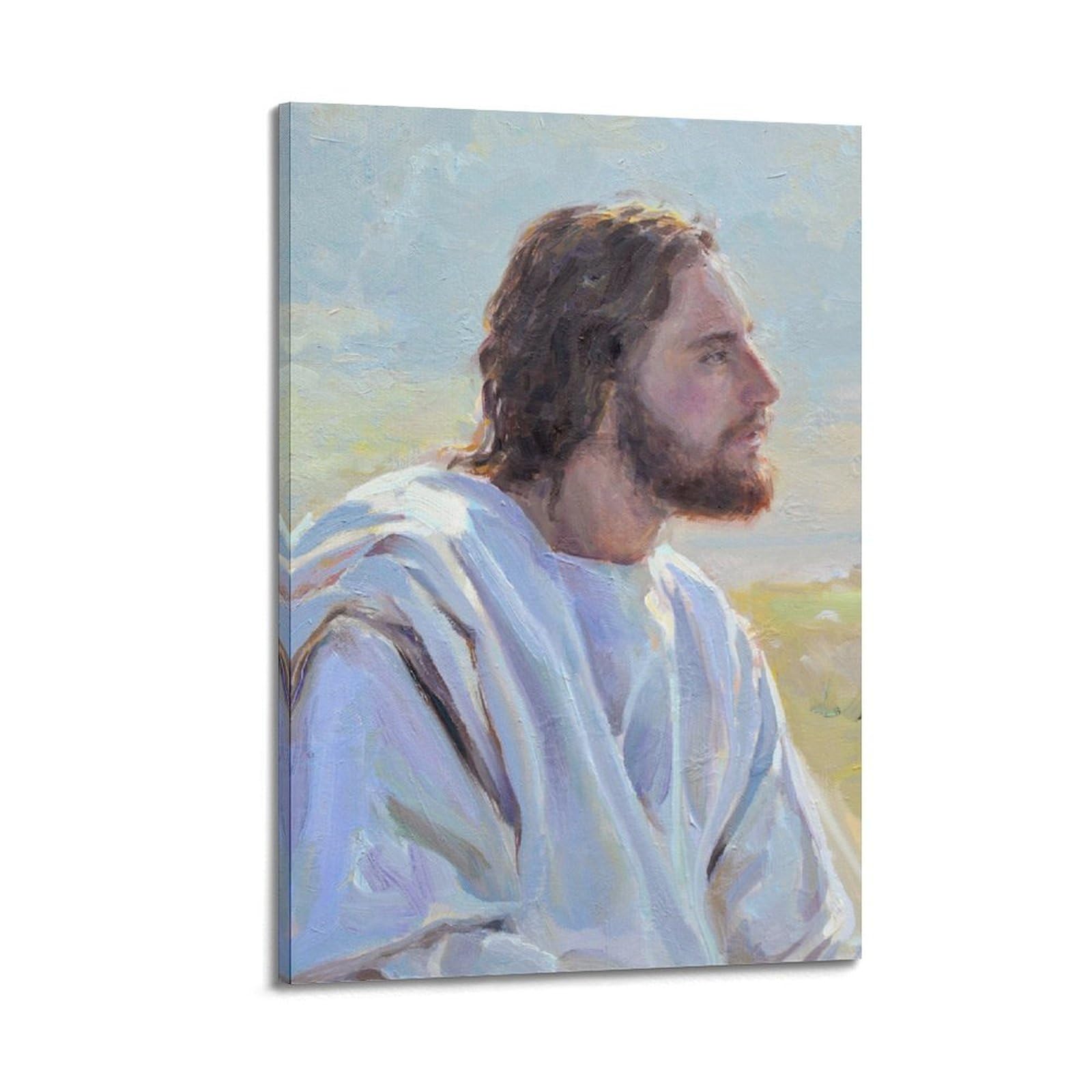 Poster chrétien de profil QXYUIN sur toile de 30x45cm avec cadre