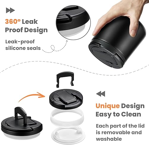 Miniatura 7 de Tarro de comida aislado al vacío de 20 onzas con tapa de hebilla, termo de sopa para niños de comida caliente, boca ancha, a prueba de fugas, de