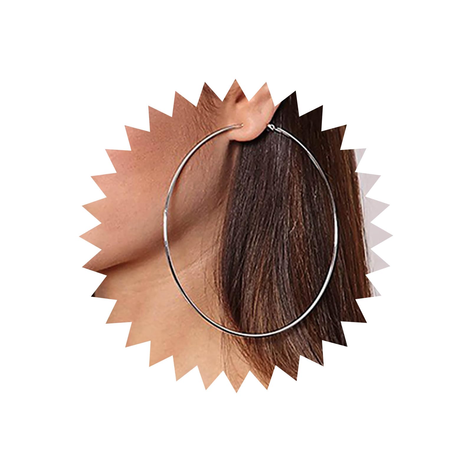 Yienate Orecchini Boho con esagerato punk grande cerchio geometrico alla moda per donne e ragazze (argento