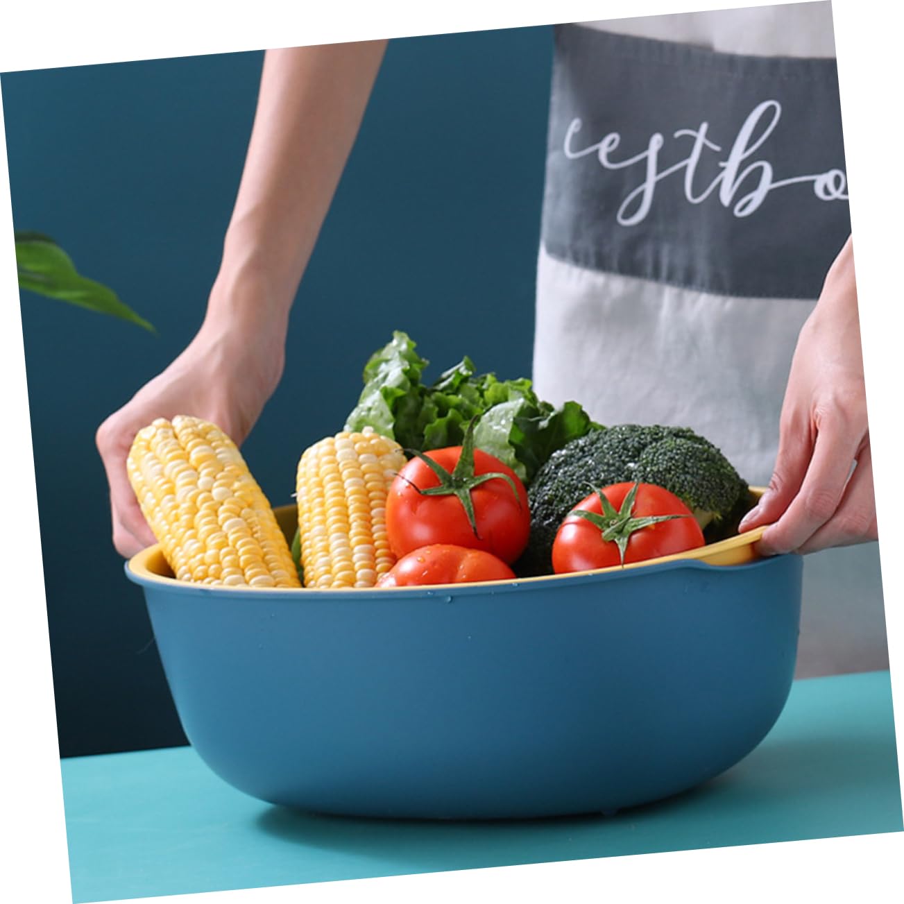 Ciieeo Cestino Scolapasta Clip a Doppio Strato in Pp, per Frutta e Verdura, Drenaggio Rapido e Design Salvaspazio per Cucina e Casa