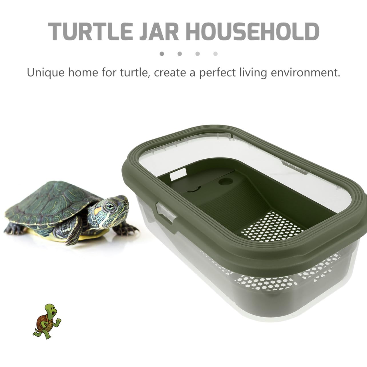 YARNOW Vasca per Tartarughe in Plastica Verde con Pedana e Cambio Acqua | Design Creativo, Uso Pratico Quotidiano, Facile da Pulire, Adatta a Tartarughe e Testuggini