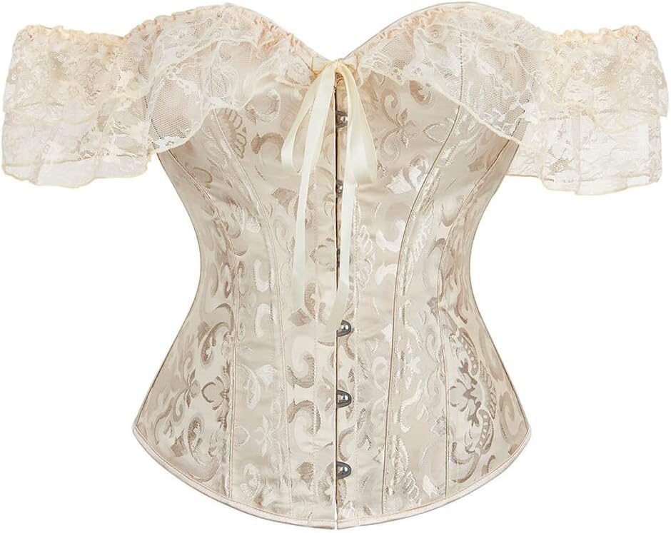 SHYMMUO Corset Top for Women Renaissance Steampunk Bustier Top Sexy Lace Up Corset Top Festival Pirate Halloween Costume