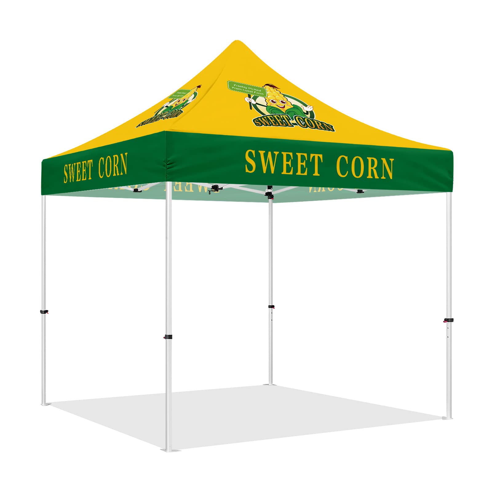 Sweet Corn Pop Up Canopy Tent, 10x10 Commercial Outdoor Instant Canopy Heavy Duty Vendor Tent for Local Farm Business with Roller Bag and Stake Kit : Patio, Lawn & Garden