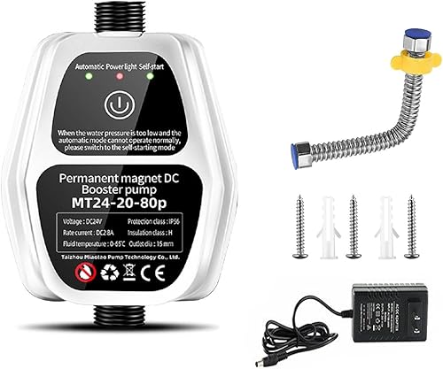 Qzgyoool Bomba de presión de agua portátil DC 24 V Amplificador automático de presión de agua de ducha, cabezal máximo de 65 pies, bomba de ducha