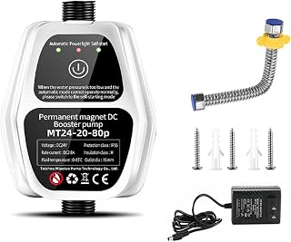Qzgyoool Portable Water Pressure Booster Pump DC 24V Automatic Shower Water Pressure Booster, Max Head 65ft Shower Pump Household with Flow witc, White, 80W