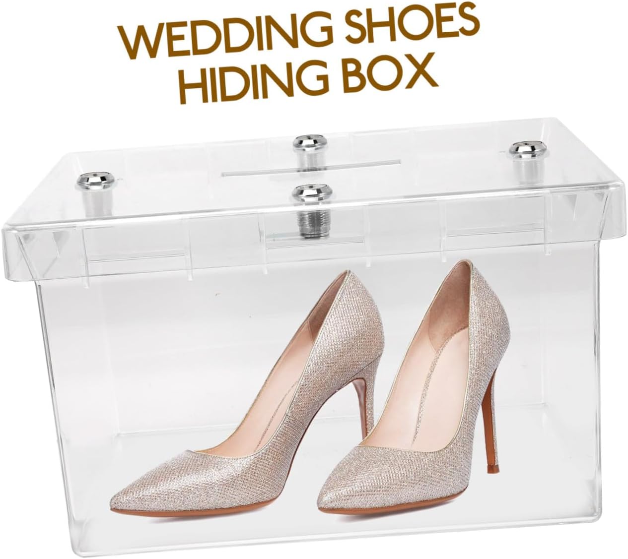 Wedding Shoes Hiding Box with Lockable Acrylic Card Box, Lock Storage for Wedding Party Supplies and Money Donations