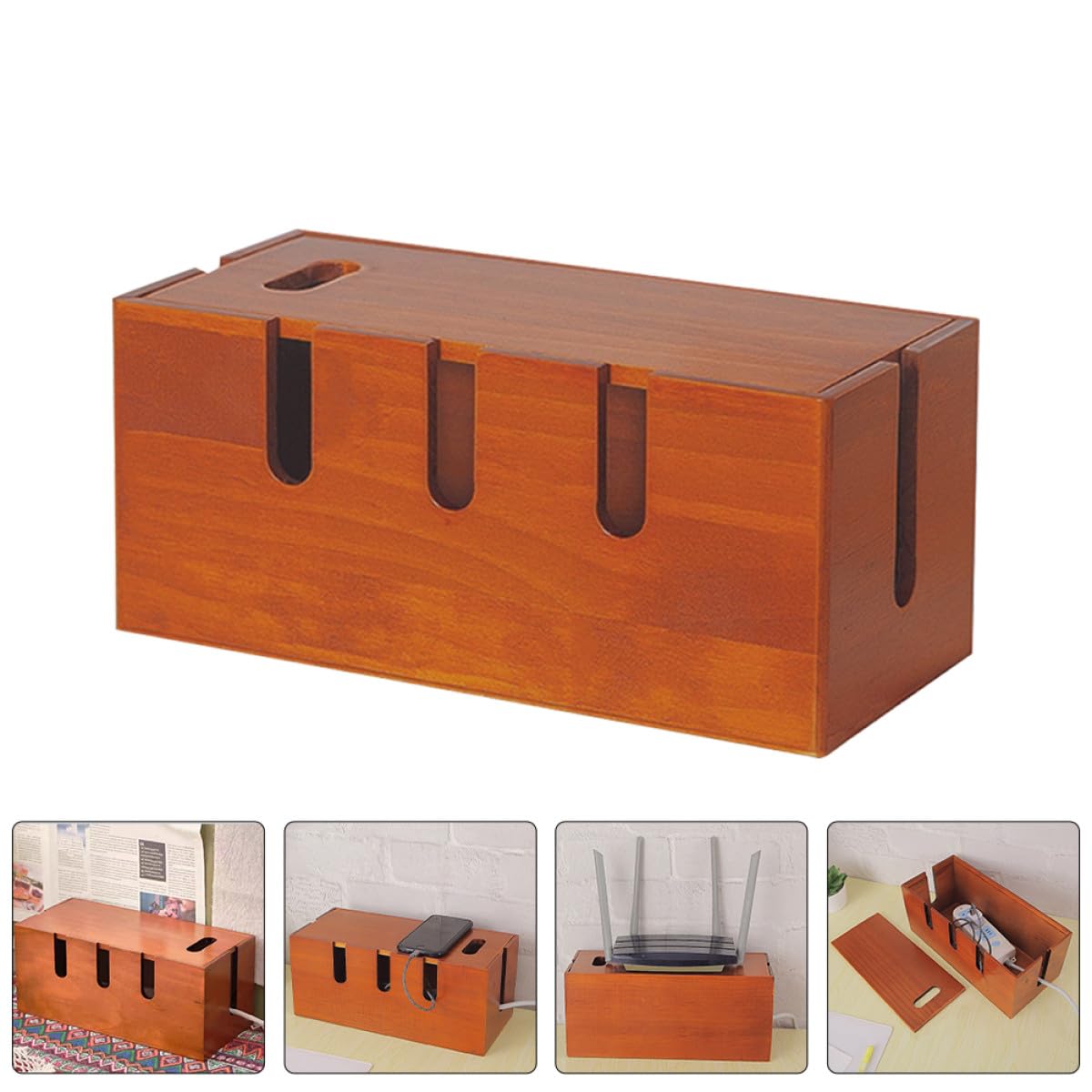 Scatola Portacavi in Legno Marrone Coperchio per Casa