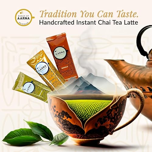Miniatura 3 de Bagan of Aarna Instant Cardamom Chai, mezcla de té especiado totalmente natural, auténtico polvo de chai con sabor natural, hace 10 tazas (sin