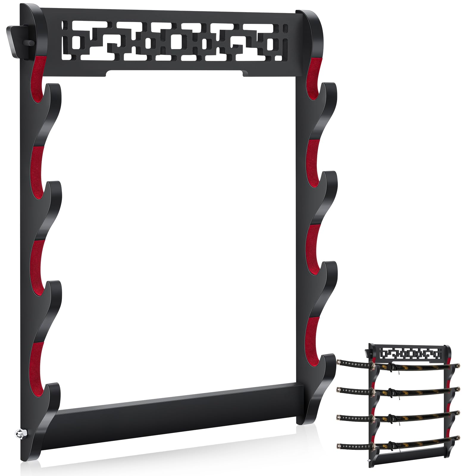 Katana Sword Rack Wall Mount, Hanging Stands for Sword Display,4 Tier