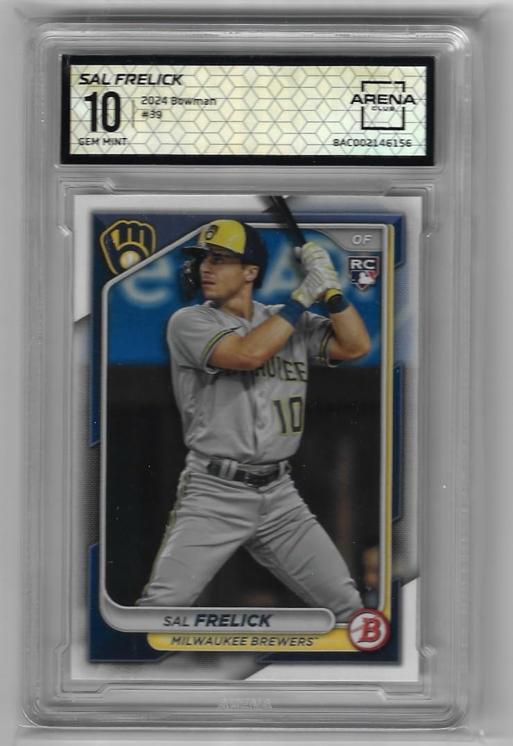 Sal Frelick Arena Club Graded 10 Gem Mint Rookie Card Collectible Baseball Card Card - 2024 Bowman Baseball Card #39 (Brewers)